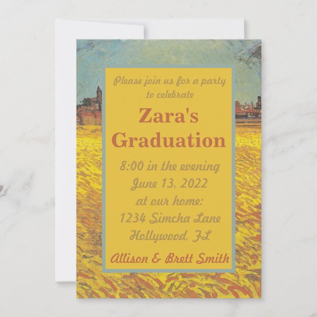 Sunset Wheat Fields Graduation Invitation (Front)