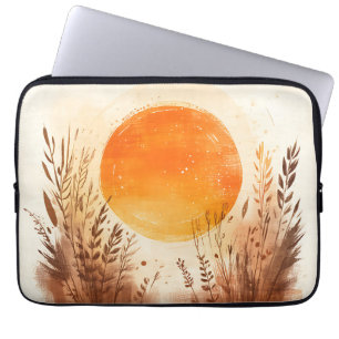 Sunset Wheat Grass Boho Sunrise Laptop Sleeve