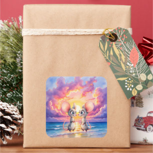 Sunset Whispers – A Tiny Love Story. Square Sticker