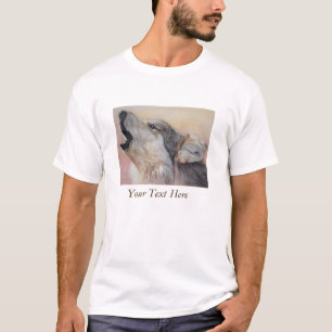 sunset wildlife painting of howling wolf  T-Shirt