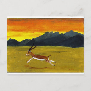 Sunset Wildlife Painting Wild Animal Postcard