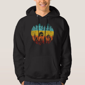 Sunset Wildlife Trees Outdoor Nature Retro Forest  Hoodie