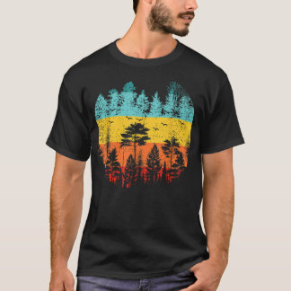 Sunset Wildlife Trees Outdoor Nature Retro Forest  T-Shirt