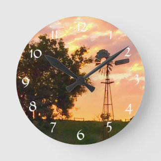 Sunset Windmill Wall Clock