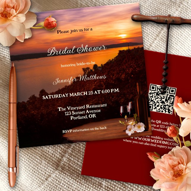 Sunset Winery or Vineyard Bridal Shower Invitation (Creator Uploaded)