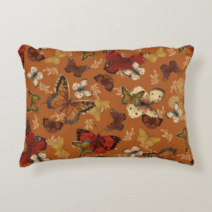 Sunset Wings Orange Butterfly Pattern Accent Pillow