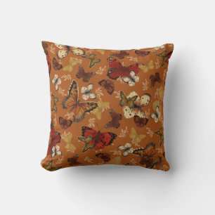 Sunset Wings Orange Butterfly Pattern Throw Pillow