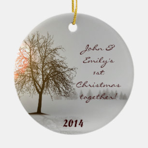 Sunset Winter Tree Bare Personalized Name Ornament