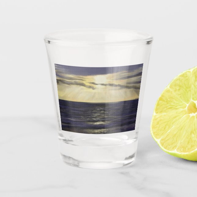 Sunset with beams shot glass (Front)