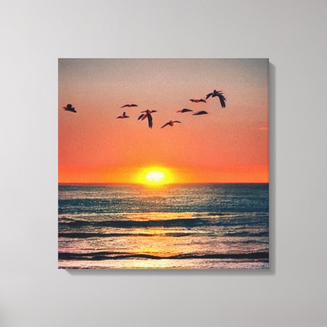 Sunset with Birds Canvas Print (Front)