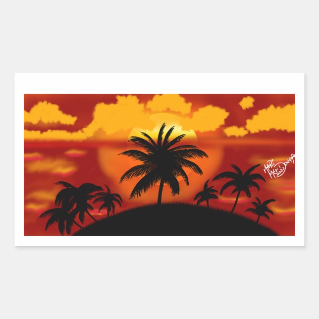 Sunset with coconut sticker (Front)
