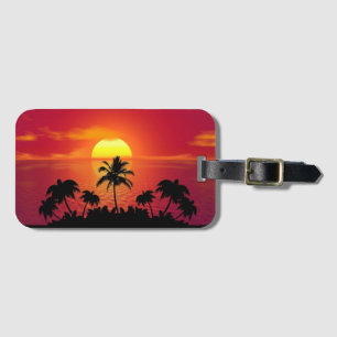 Sunset with Palm Trees Silhouette-16514 Luggage Tag