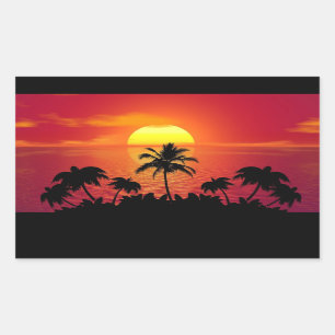 Sunset with Palm Trees Silhouette-16514 Sticker