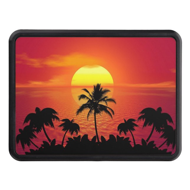 Sunset with Palm Trees Silhouette-16514 Trailer Hitch Cover (Front)