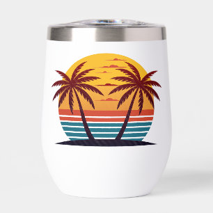Sunset with Palm Trees Vector