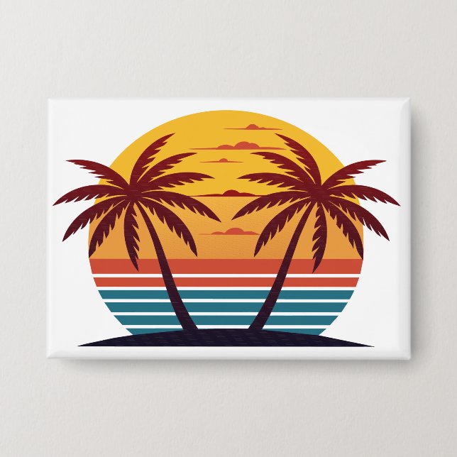 Sunset with Palm Trees Vector (Front)