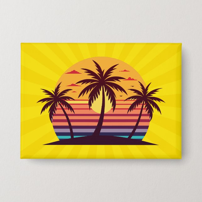 Sunset With Palm Trees Vector (Front)