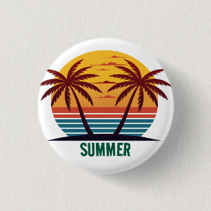 Sunset with Palm Trees Vector 1 Inch Round Button