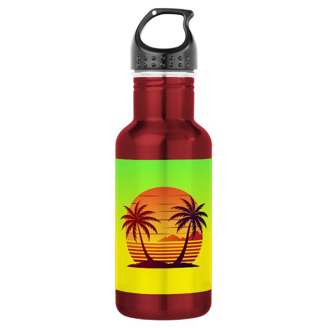 Sunset with Palm Trees Vector 532 Ml Water Bottle (Front)