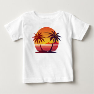 Sunset with Palm Trees Vector-98803 Baby T-Shirt