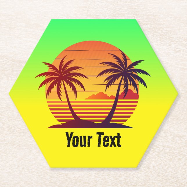 Sunset with Palm Trees Vector-98803 Paper Coaster (Front)