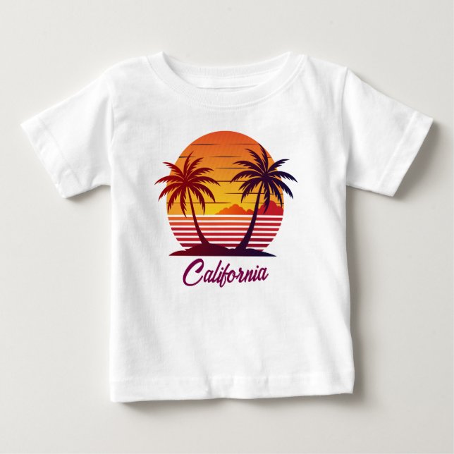 Sunset with Palm Trees Vector Baby T-Shirt (Front)