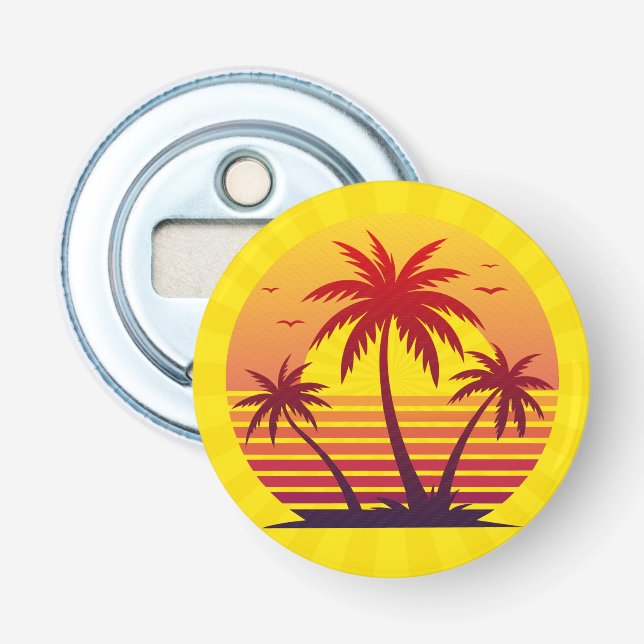 Sunset With Palm Trees Vector Bottle Opener (Front)