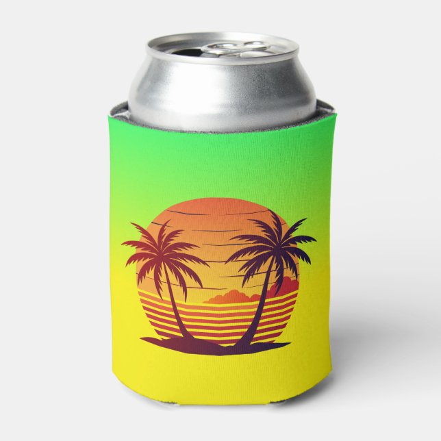 Sunset with Palm Trees Vector Can Cooler (Can Front)