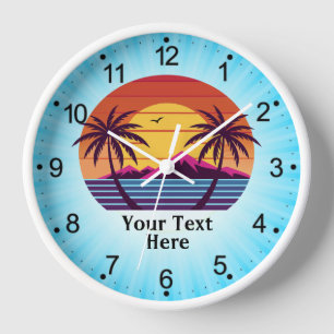 Sunset with Palm Trees Vector Clock