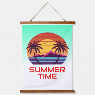 Sunset With Palm Trees Vector Hanging Tapestry