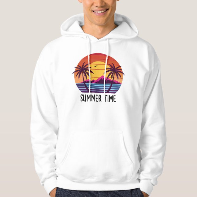Sunset with Palm Trees Vector Hoodie (Front)