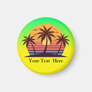 Sunset With Palm Trees Vector Magnet