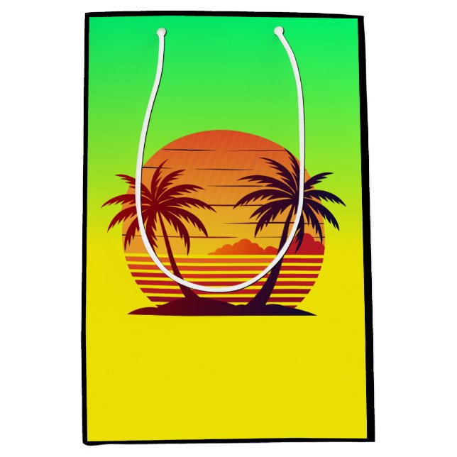 Sunset with Palm Trees Vector Medium Gift Bag (Front)