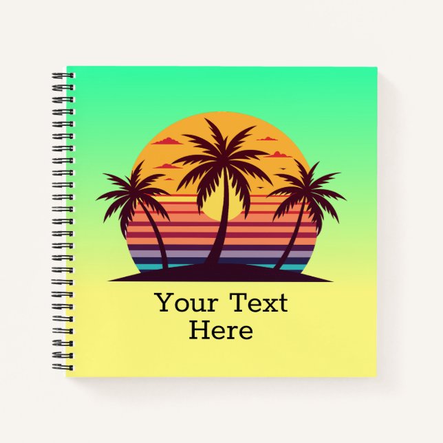 Sunset With Palm Trees Vector Notebook (Front)