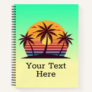 Sunset With Palm Trees Vector Notebook