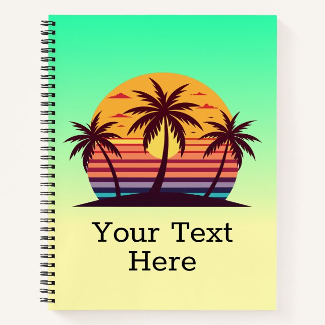 Sunset With Palm Trees Vector Notebook (Front)