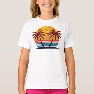 Sunset With Palm Trees Vector T-Shirt