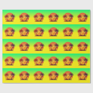 Sunset with Palm Trees Vector Wrapping Paper