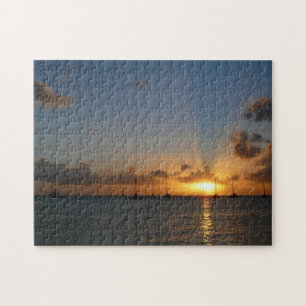 Sunset with Sailboats Tropical Landscape Photo Jigsaw Puzzle