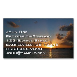 Sunset with Sailboats Tropical Landscape Photo Magnetic Business Card