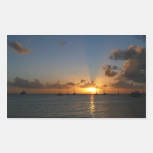 Sunset with Sailboats Tropical Landscape Photo Sticker