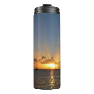 Sunset with Sailboats Tropical Landscape Photo Thermal Tumbler