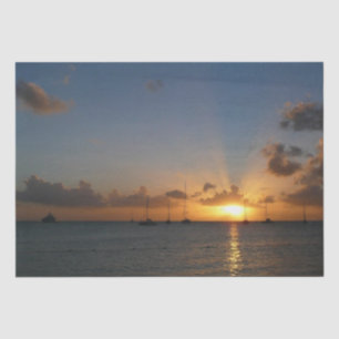 Sunset with Sailboats Tropical Landscape Photo Tissue Paper
