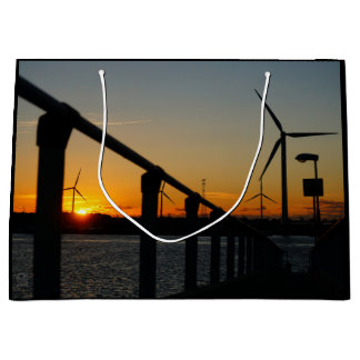 Sunset with windmill, relaxing and calming. large gift bag