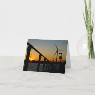 Sunset with windmill, relaxing and calming. thank you card