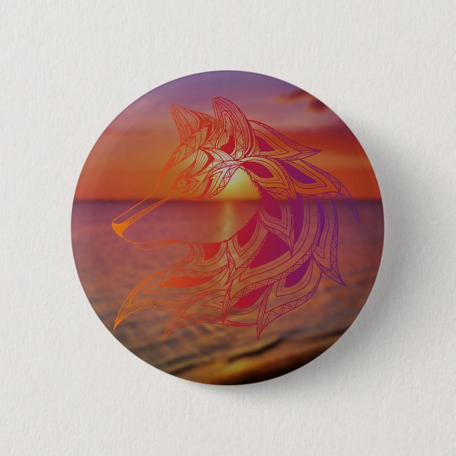 Sunset Wolf Button (Front)