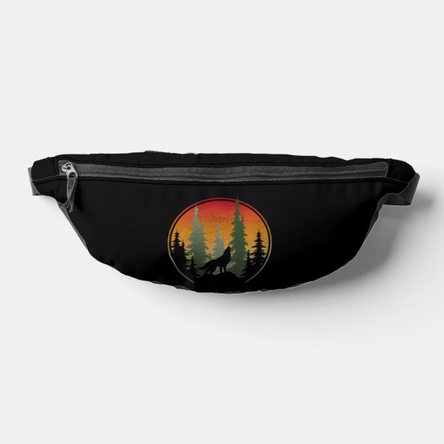 Sunset Wolf Nature Scenery Fanny Pack (Lay Down)