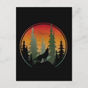Sunset Wolf Nature Scenery Postcard