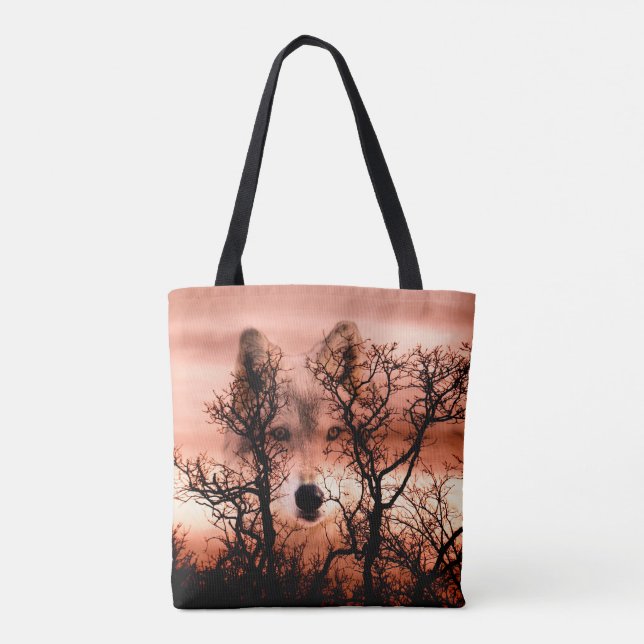 Sunset wolf tote bag (Back)