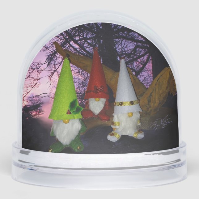 Sunset Woodland Gnomes Snow Globe (Front)